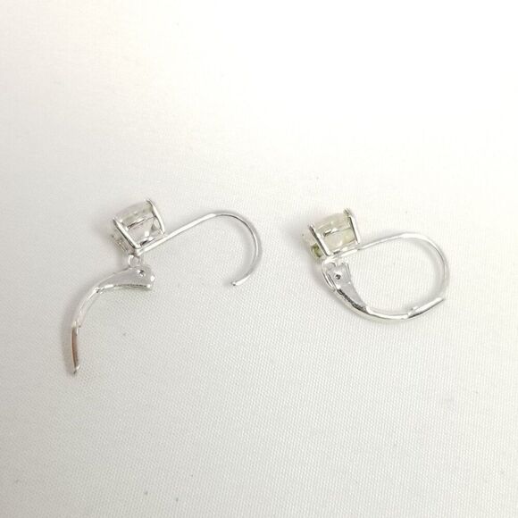 Vintage Sterling Silver and Round Rhinestone Earrings, Small Simple Estate - Picture 3 of 7